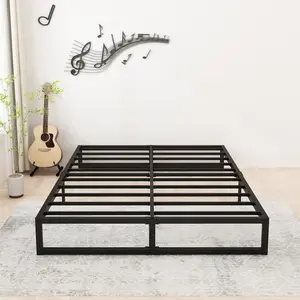 Lutown-Teen 10 Inch King Bed Frame Sturdy Mattress Foundation, Heavy Duty Metal Platform with Steel Slats Support No Box Spring Needed , Noise Free, Easy Assembly, Black