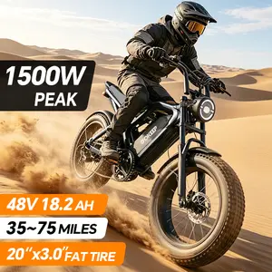 Electric Ebike | Peak Power 1500W | Full Suspension | Limited Top Speed 20 MPH | Range 35-75 Miles | 48V 18.2Ah Removable Battery | 2-Seater Design | LED Headlights | 20-Inch All-Terrain Wheels | UL 2849 Certified Ebike summerwins