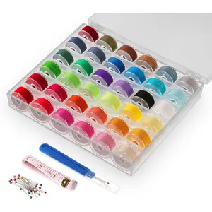 36 Colors Bobbin Thread Set with Case - Prewound Class15 Bobbin for //Janome/Embroidery Machines
