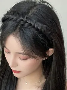 Vintage Braided Hairband with Bangs, Free-Style Side Swept, Adjustable Headband, Knotted Headband, Headband Head Wrap, Multi-Purpose Cute Outdoor Street Style Headwear, Fashionable Accessory, Hair Accessories