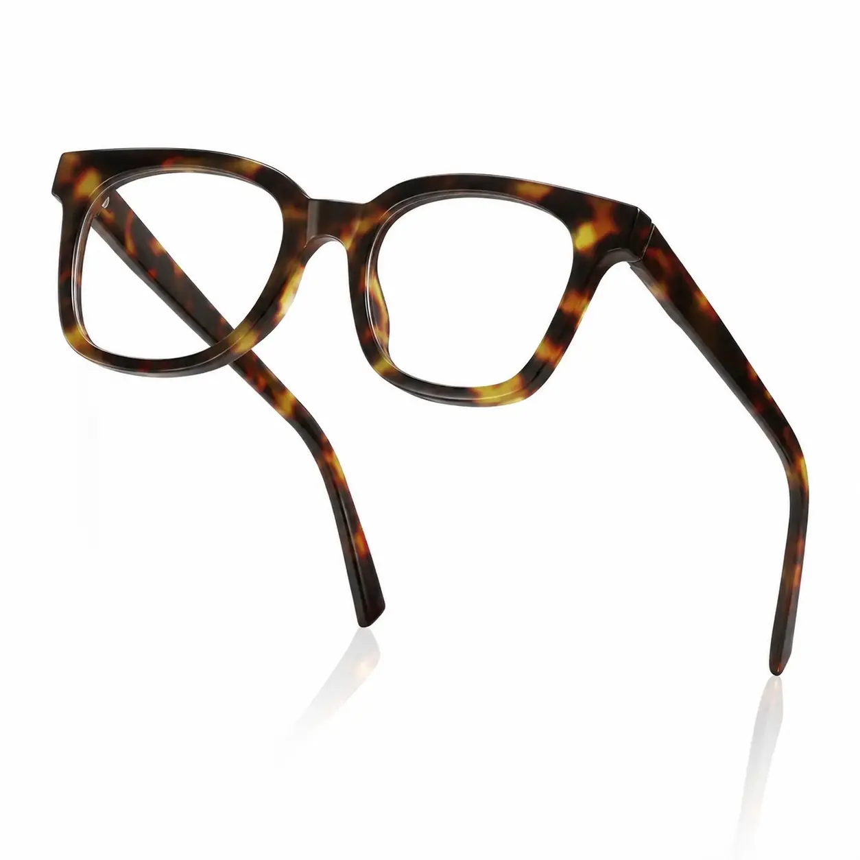 Tortoiseshell Square Eyeglasses Frame Women Retro Thick Rim Blue Light Blocking Glasses Fashion Spectacles