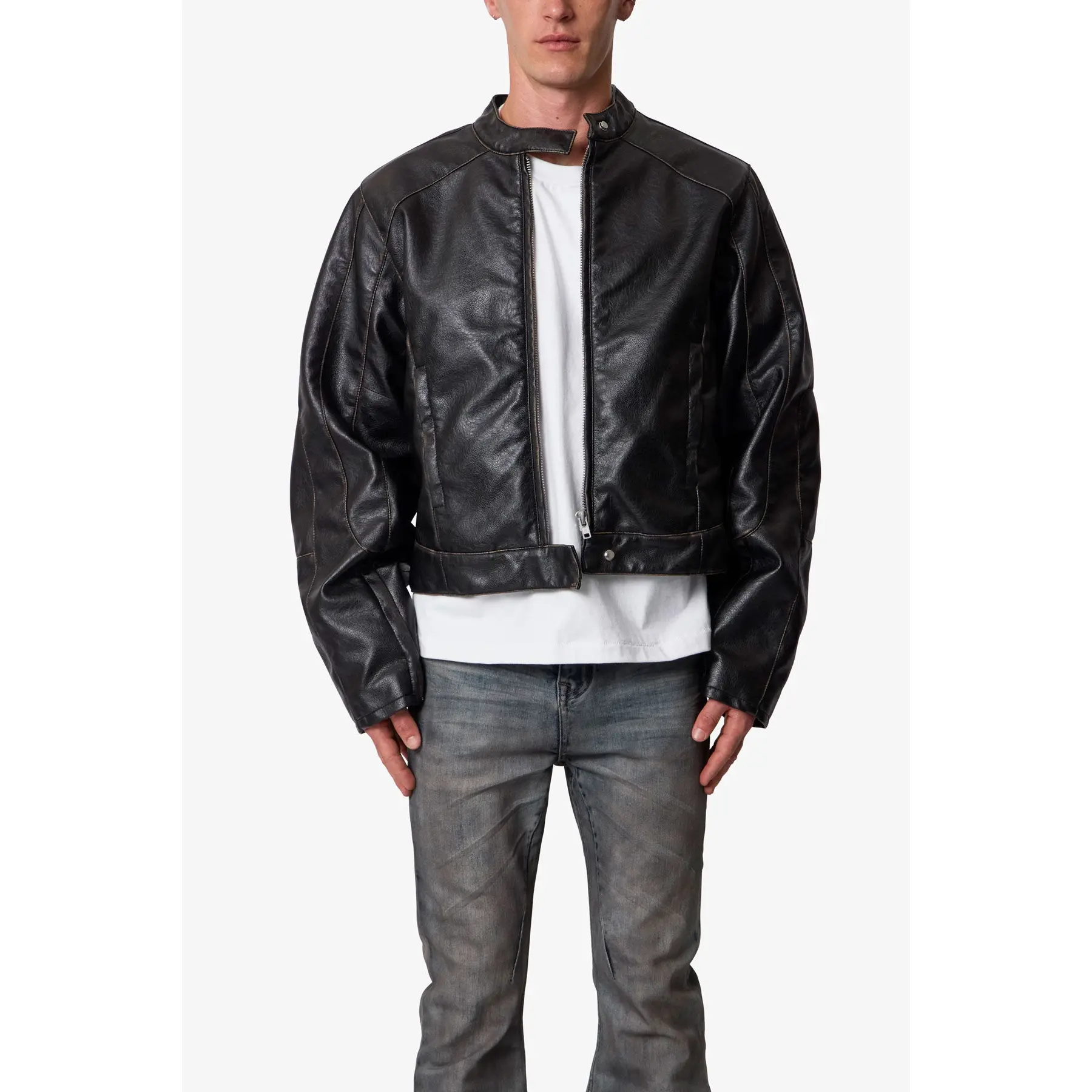 mnml Leather Moto Jacket - Black