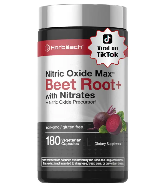 Horbäach Nitric Oxide Beet Root Capsules | 180 Count | with Nitrates and Precursor | for Men and Women | Vegetarian, Non-GMO, Gluten Free Supplement