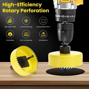 Woodworking Hole Saw Set 16-Piece 19-127mm High Carbon Steel Durable Sharp Multi-Diameter Drill Bits Precision Center Punch Triangle Handle