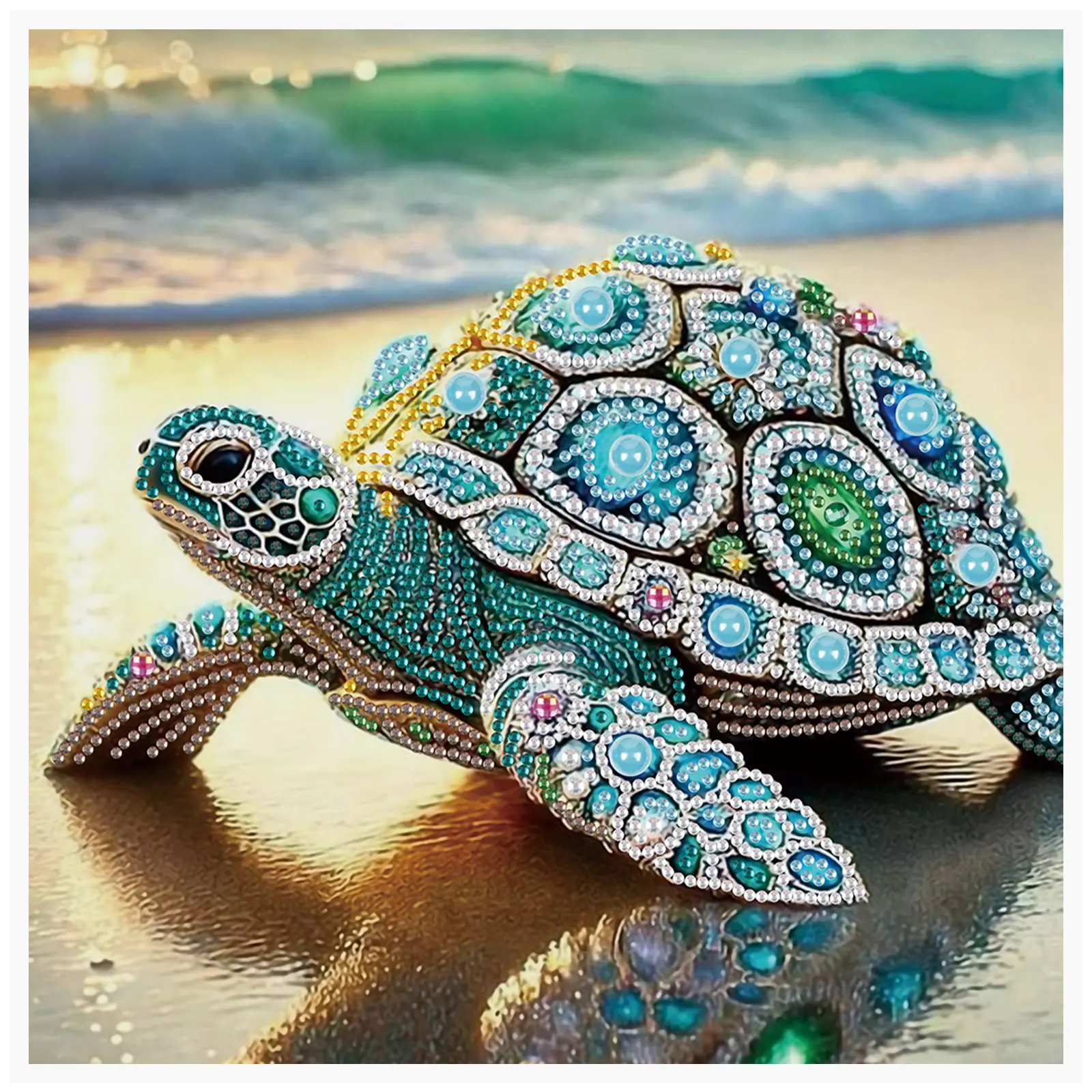 5D Diamond Arts Colorful Painting, Turtle Pattern DIY Diamond Arts Colorful Painting Kit for Beginners, Wall Art Decor for Home, Diamond Painting Kits, Handicraft