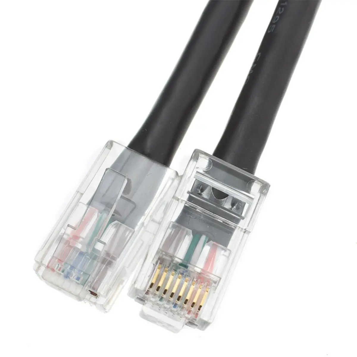 Cable Wholesale  Cat5e Black Ethernet Patch Cable, Bootless - 2 ft.