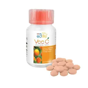 EDMARK EDLIFE Vee C Chewable Vitamin C Supplement with Natural Orange Juice Concentrate Powder & Ascorbic Acid for Daily Nutritional Support