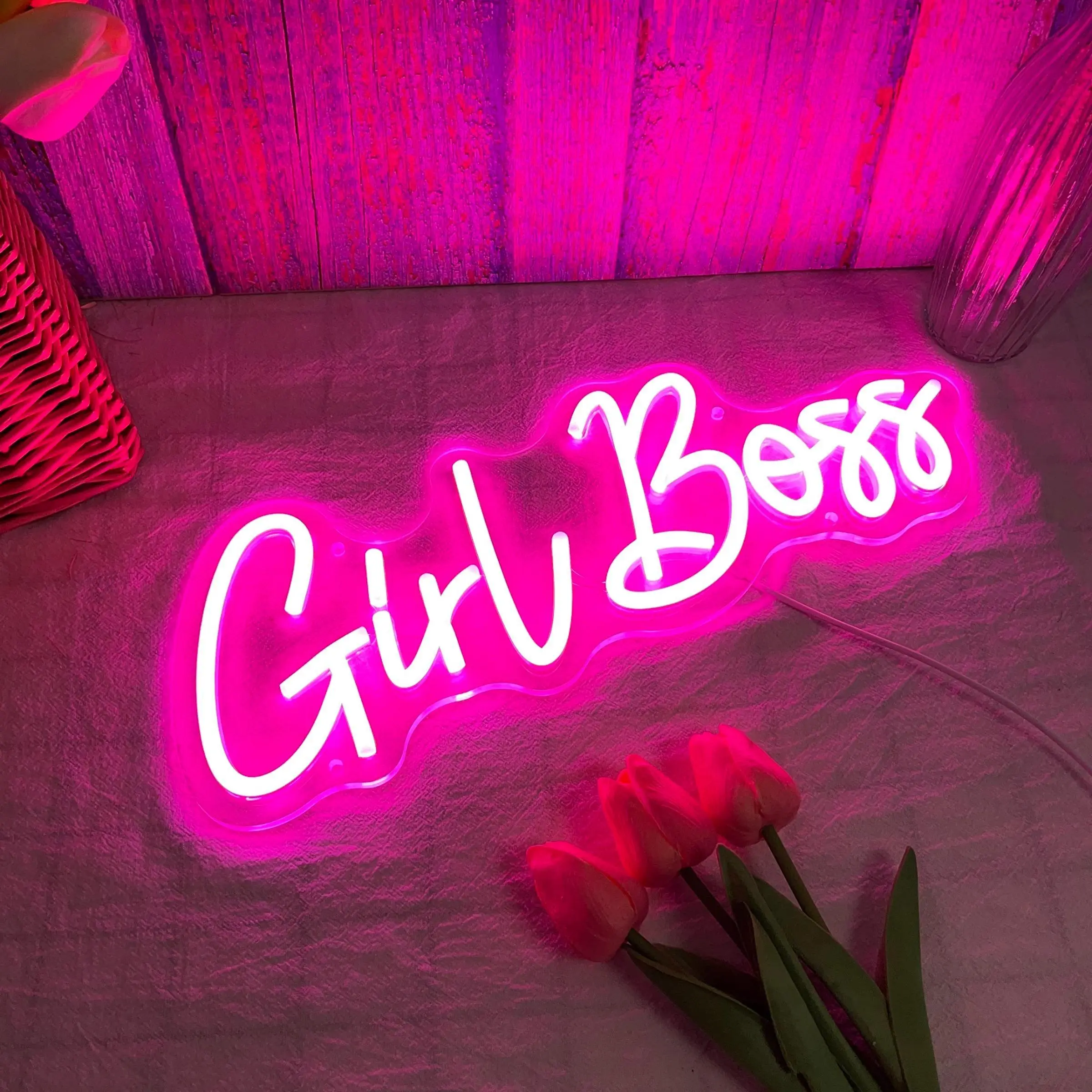 Creative Letter Design Neon Sign, Led Signs, USB Powered Dimmable LED Neon Light, Novelty Lighting for Female Office Inspirational Wall Decoration, Entrepreneurial Studio Decoration, Decorative Lighting, Led Lights