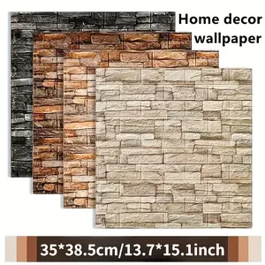 12-Piece Stone Texture Self-Adhesive Wallpaper, Easy Clean Installation, DIY Suitable for Living Room Bedroom Background Wall Decor