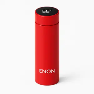 ENON Smart Bottle Crimson Royale 500ml Insulated Stainless Steel Water Bottle with Digital Temperature Display for Hot & Cold Drinks