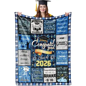 2026 Graduation Blanket for Her Him, Class of 2026 Graduation Gifts, High School Gift for Son Daughter, PHD College/Masters Souvenir Inspirational Quote Graduation Blankets for Women Men