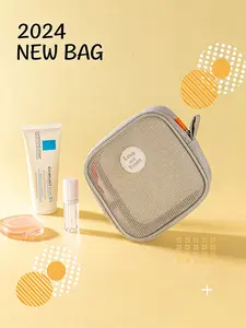 New Three-Layer Mesh Storage Bag, Holiday Square Pouch, Medium Makeup Bag, Large Capacity Cosmetic Organizer, Perfect for Travel