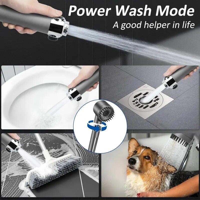 Metal Handheld High-Pressure Massage Shower Head - 3-Setting 4-in-1 Removable Design with Adjustable Spray, 47 in Upgraded Reinforced Thick Hose, Mounting Bracket and 5 Filter Cartridges, Handheld Head