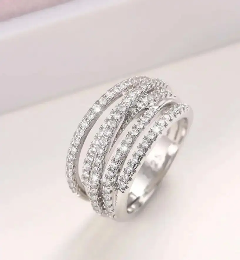 Shimmering White/Rose Gold X-Shaped Cross Ring Cubic Zirconia  Everyday Jewelry Gift real colorful gems dainty cz gemstone engagement perfect birthday anniversary gift oval eternity engagement rings promise rings christmasgiftideas shopblackfriday