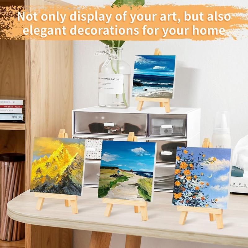 44 Pcs Mini Canvas Painting Set Includes 4x4 Inches Canvas,Paint Brushes,Paint Palette,Wooden Mini Easels with Art Canvas for Youth and Artists Art,Christmas Party Gifts,DIY Hand Tools Kits