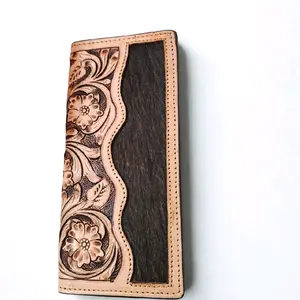 Tooled Engraved/Cowhide Leather Wallet