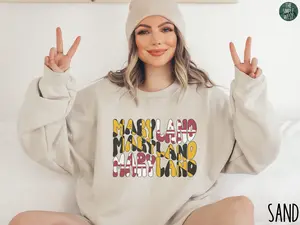 Maryland T-Shirt Sweatshirt | Women's Maryland Flag Crewneck | Maryland Home State Pride | Maryland Flag Shirt | Maryland Gift