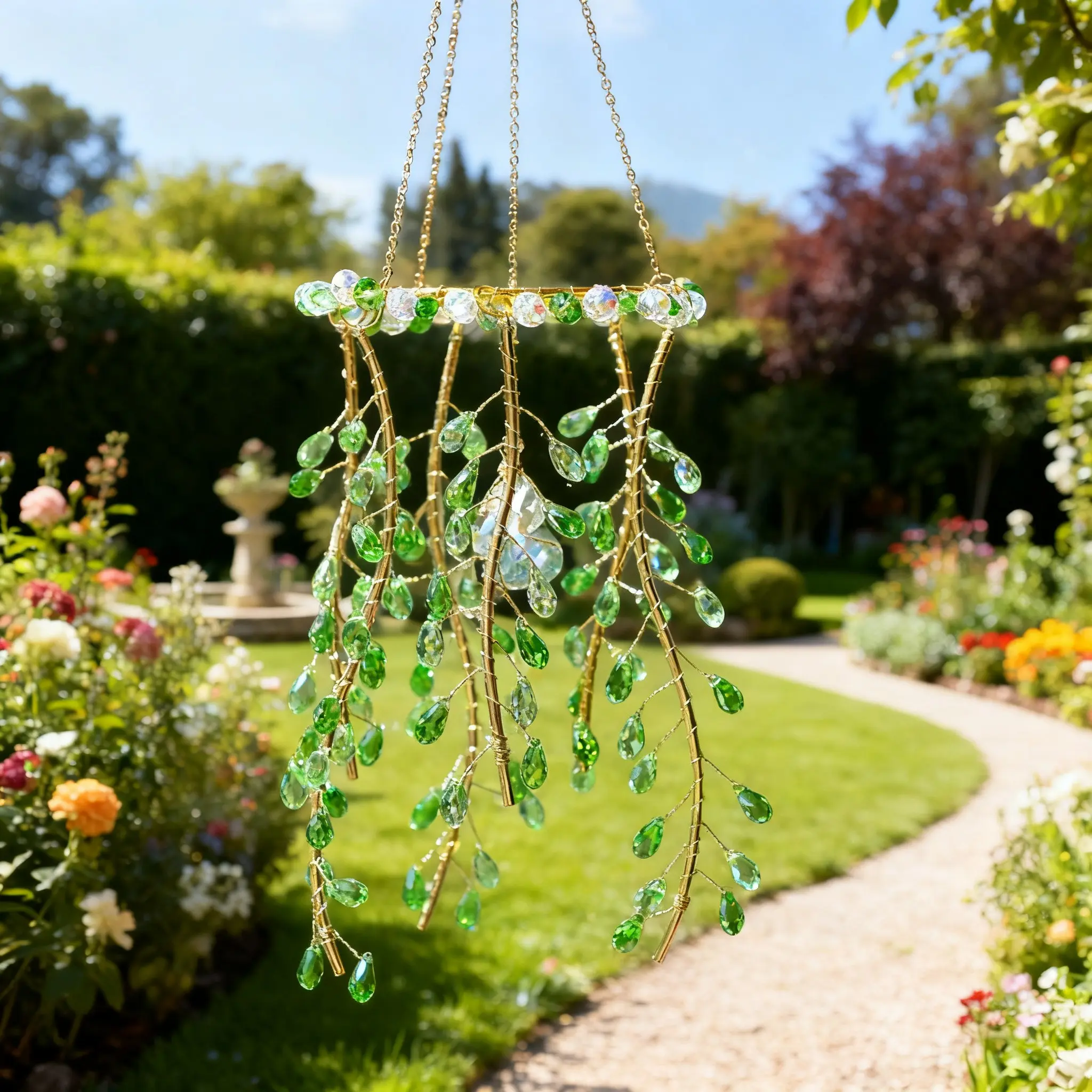 Crystal Willow Branch Wind Chime, Garden Sun Catcher, Home Decor, Window Hanging, Festival & Party Decoration, 1 Piece