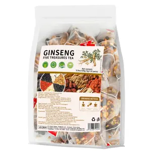 Ginseng Five Treasures Kidney Tea for Women and Men,Traditional Chinese Herbal Blend Tea with Ingredients Formula,Kidney Detox Cleanse Teabags,3.5oz