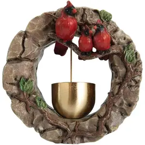 Resin Cardinal Bell Chime for Door Opening,Magnetic Fixation, for Friends and Neighbors (Brown)