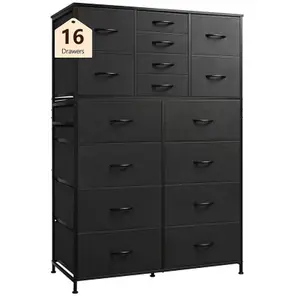 16-Drawer H-Dresser, Large Fabric Storage Cabinet with Sturdy Metal Frame & Wood Top for Bedroom, Entryway 16-Drawer H-Dresser, Large Fabric Storage Cabinet with Sturdy Metal Frame & Wood Top for Bedroom, Entryway