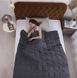 L'AGRATY Weighted Blanket for Adults Dark Grey 48"x72" 15lbs Twin Full Size Heavy Throw Cooling Breathable Microfiber with Glass Beads Big Washable All-Season