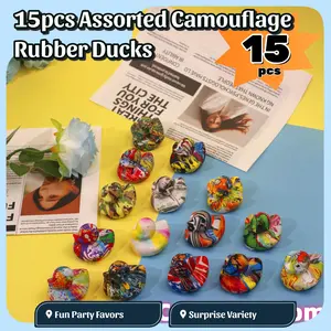 15pcs 2-inch Assorted Camouflage Rubber Ducks Water Transfer Printing Pattern Novelty Stocking Stuffers Classroom Prizes Party Favor Packs Style&Color Random Goodie Bags Fillers Gifts Valentine's Day gifts