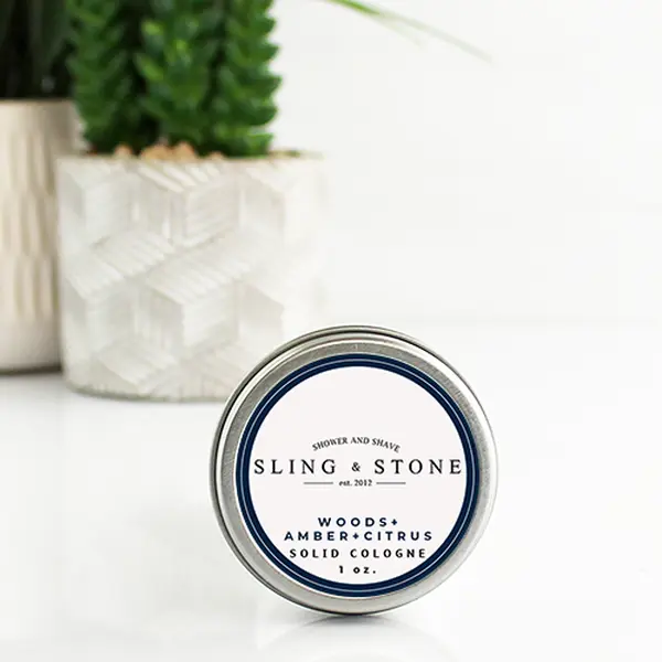 Sling and Stone for Men Solid Cologne - The Highly Sophisticated Man - Woods+Amber+Citrus