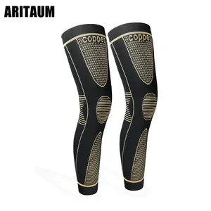 Copper Compression Leg Sleeve - Copper Infused Knee Stabilizer Brace for Running, Meniscus Tear, ACL, MCL, Arthritis, Joint Pain Relief - Thigh & Calf Support for Men & Women