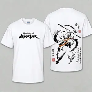 Avatar The Last Airbender Aang Graphic Tee - Retro Tshirt 100% Cotton Short Sleeve T-Shirt - Unisex Vintage Streetwear Top for Men Women - ATLA Merch - Breathable & Soft Summer Shirt