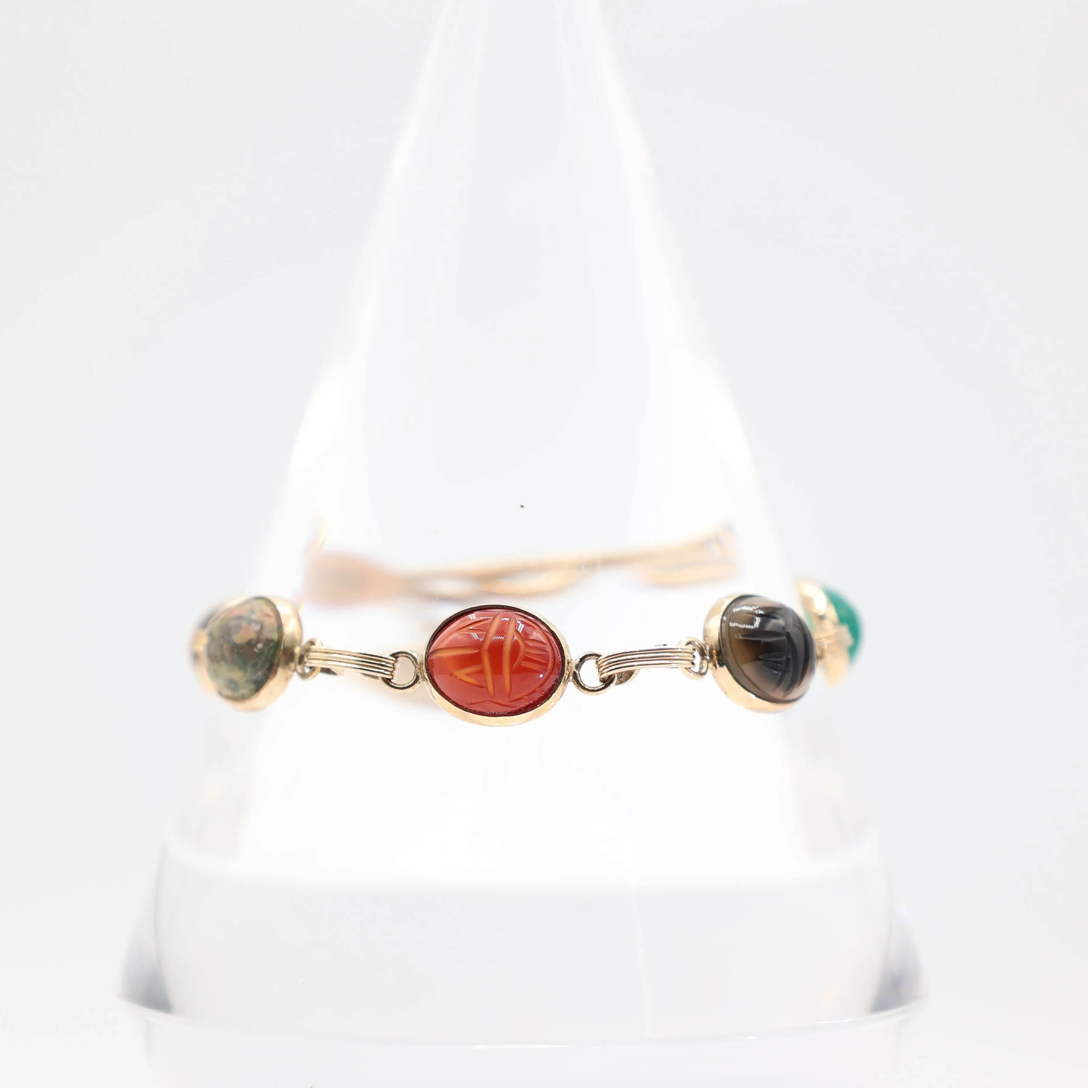 12k Gold Filled Multicolor Scarab Bracelet 7 Inches