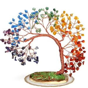 7 Chakra Healing Crystal Tree of Life for Home and Office Decor, Positive Energy, Wealth, Good Luck, Reiki Healing Crystals and Stones, Handmade Feng Shui Decoration, Birthday Gifts for Women