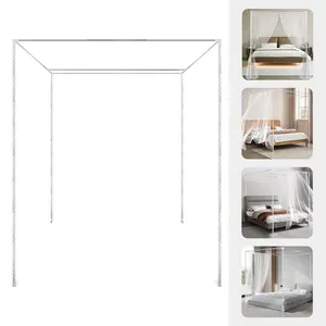 CNCEST 2x2x2m Bed Canopy Frame Post Bracket Mosquito Netting Curtain Support - Sturdy Stainless Steel Design for High Stability & Comfortable Sleeping