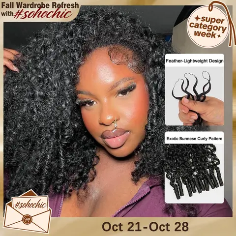 STERLY Crochet Extensions Human Hair Miracle Knots Pre-Separated 50g per Pack 45-50 Strands per Pack Knotless Boho Braids 4-5 Packs for Full Head Burmese Curly Textures Wig with Crochet Hook #tiktokshopstockup