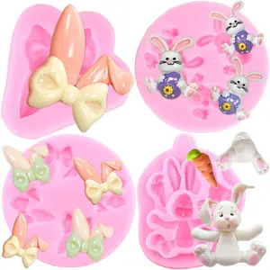 Easter Egg   Mold Bunny Ears  Fondant Molds For Cake Decorating Cupcake Topper Candy Gum Paste Set Of 4