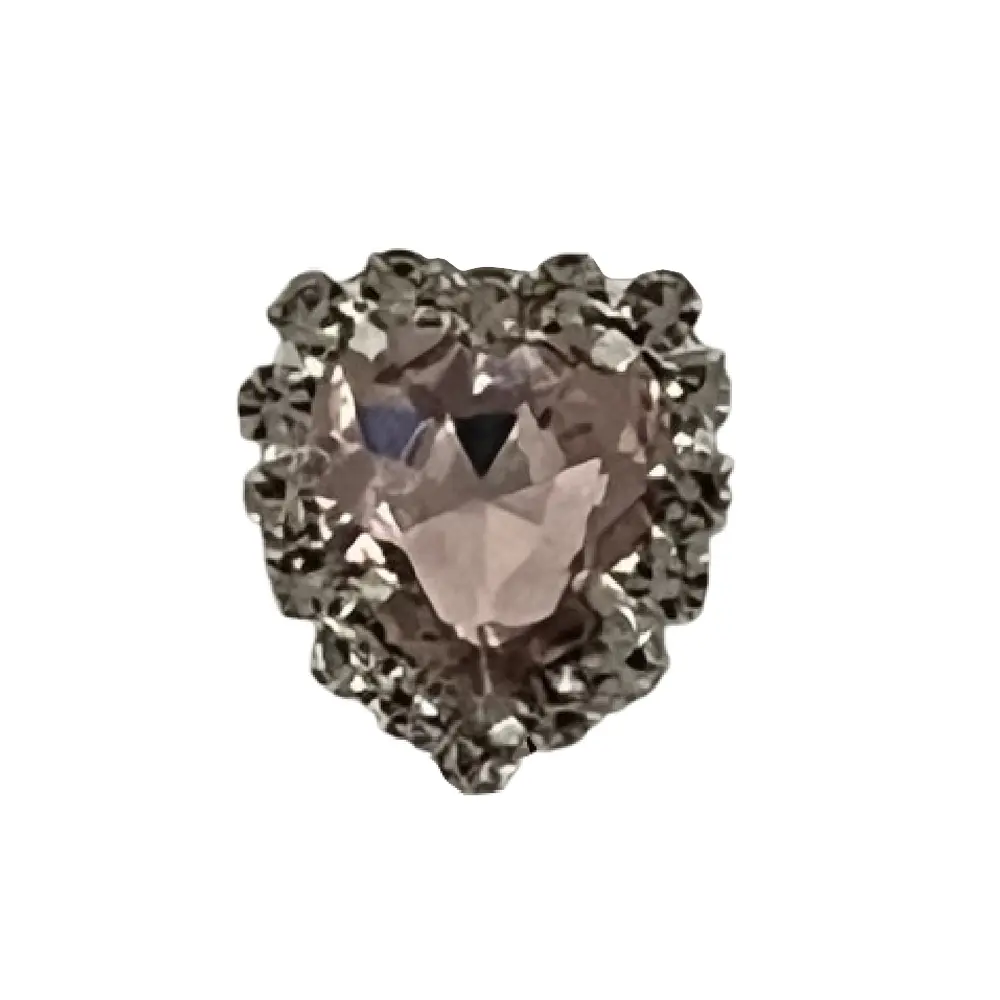 Pink Rhinestone Heart Charm - 2 Pack