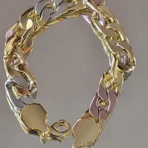Copper Laminated Gold 8.5 Inches Long Bracelet 12mm Wide, 3 and Gold Color on Other Side, 37.1 grams not water resistant