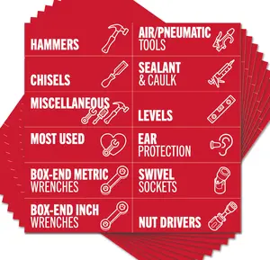 Toolbox Organization Magnetic Labels - 80 Large Magnetic Labels with Strong Magnets for Steel Tool Box Drawers (Red 3.125 x 1.0 Inches)