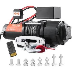 VEVOR Electric Winch, 3500 lb Line Pull Capacity, 12V DC ATV/UTV Winch with 3/16 inx 39 ft 12 Strands Synthetic Rope Aluminum Fairlead Wired Remote Control, IP55 Waterproof for Towing UTV ATV BoatVEVOR Super Brand Day