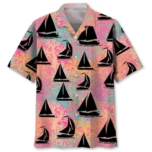 Sailing Pink Hawaiian Shirt, 3D All Over Print Sailing Coral Shirt, Trendy Hawaiian Shirt for Men and Women, All over Print Hawaiian Perfect for Beach, Vacation, or Casual Summer Outfit