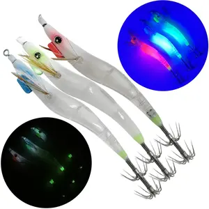 Luminous Lure Hard Shrimp Bait Simulation with Squid Jig Hook UV Wood Egi Shrimp Fishing Lure Octopus Cuttlefish Fishing Bait