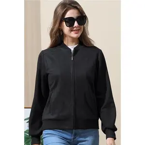 NINEXIS Faux Suede Zip-Up Western Bomber Jacket