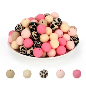 50pcs Silicone Beads for DIY Jewelry Making, Colorful Soft Focus Beads for Bracelets, Pens Decorations, Keychains & Necklaces