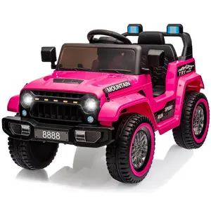 GARVEE 12V Battery Powered Electric Ride-On Truck Car with Remote Control, LED Lights, Wireless Function, 3 Speeds, Music & Horn – Ride-On Toy for Toddlers, Boys, and Girls in Pink