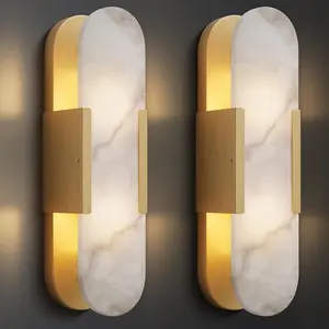 Wall Sconces Set of Two,19.7'' Alabaster Wall Sconce,Bedside Wall Lamp for Bathroom,Indoor Wall Lights Vanity Light Fixtures Perfect for Hallway, Living Room