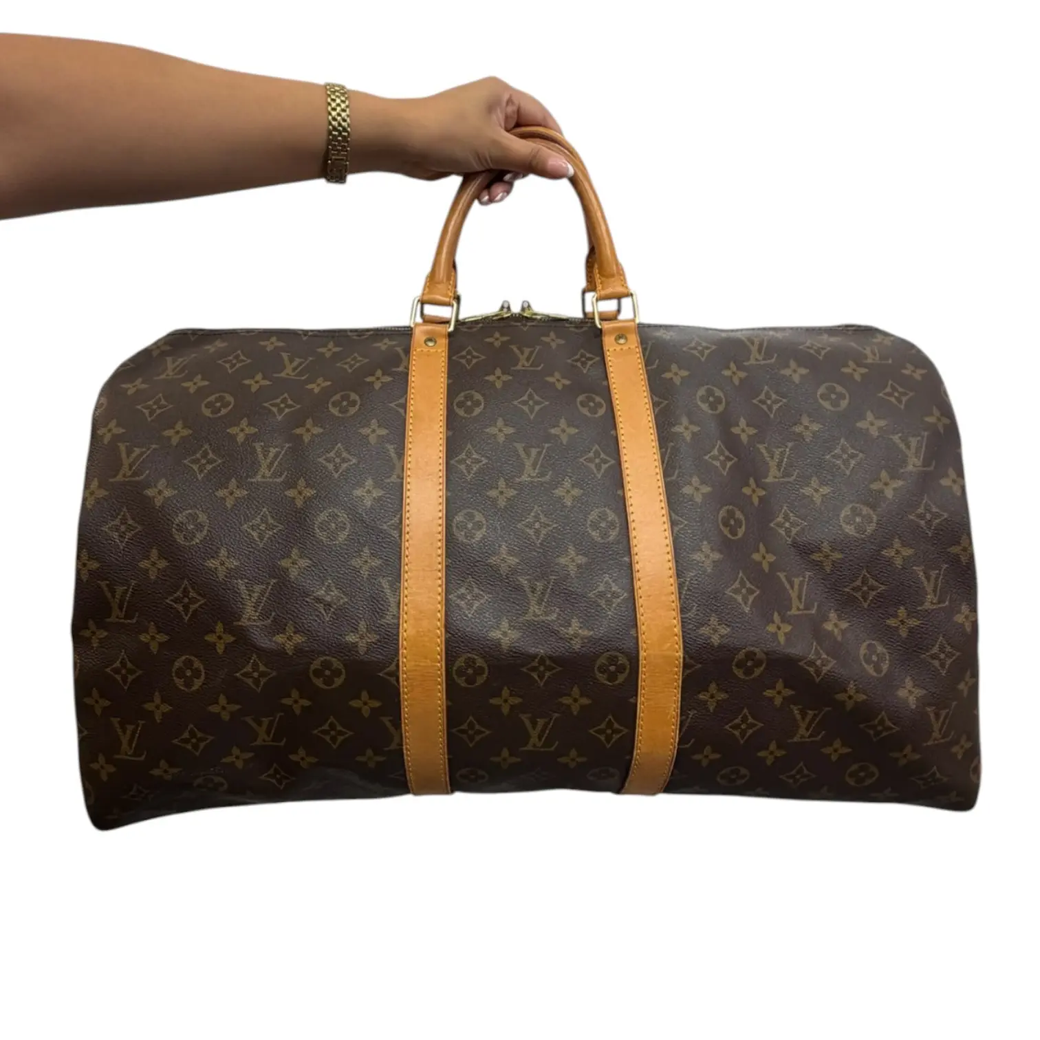 Pre-owned Louis Vuitton Coated Canvas Luggage Monogram Keepall 50
