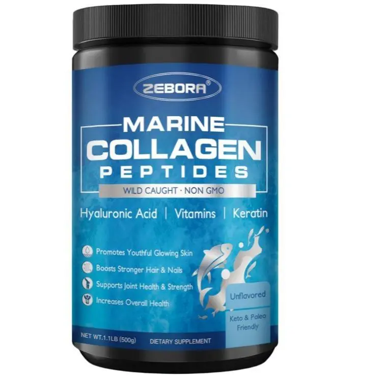 ZEBORA Marine Collagen Peptides Powder for Women, 50 Servings | Wild Caught Hydrolyzed Fish Collagen with Hyaluronic Acid, Keratin, Multivitamins for Skin, Hair, Nails, Keto-Friendly