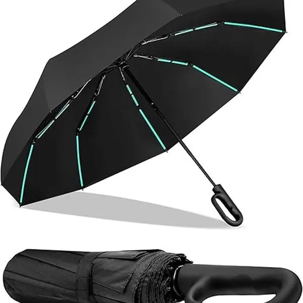 Automatic Folding Umbrella 1 Count 60pcs Portable Rain Umbrella with Loop Buckle Windproof Waterproof for Men Women
