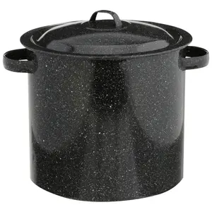 Enamel on Steel 12 Quart Stock Pot with Lid - Black, Cookware