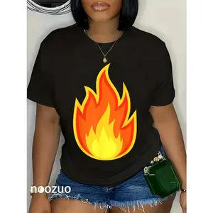 100% Cotton Fire Flame Shirt Adult Men Women Fire Flame Costume T-Shirt